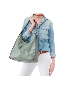 HOBO Marley Shoulder Bag Bottle Green Leather Large Slouchy